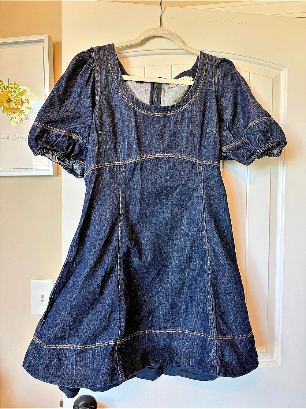 Loft Puff Sleeve Denim Dress